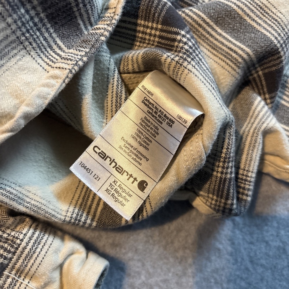 Carhartt Long Sleeve Button Up Heavy Weight Plaid Tan Mens XL Original Fit READ - Picture 15 of 15